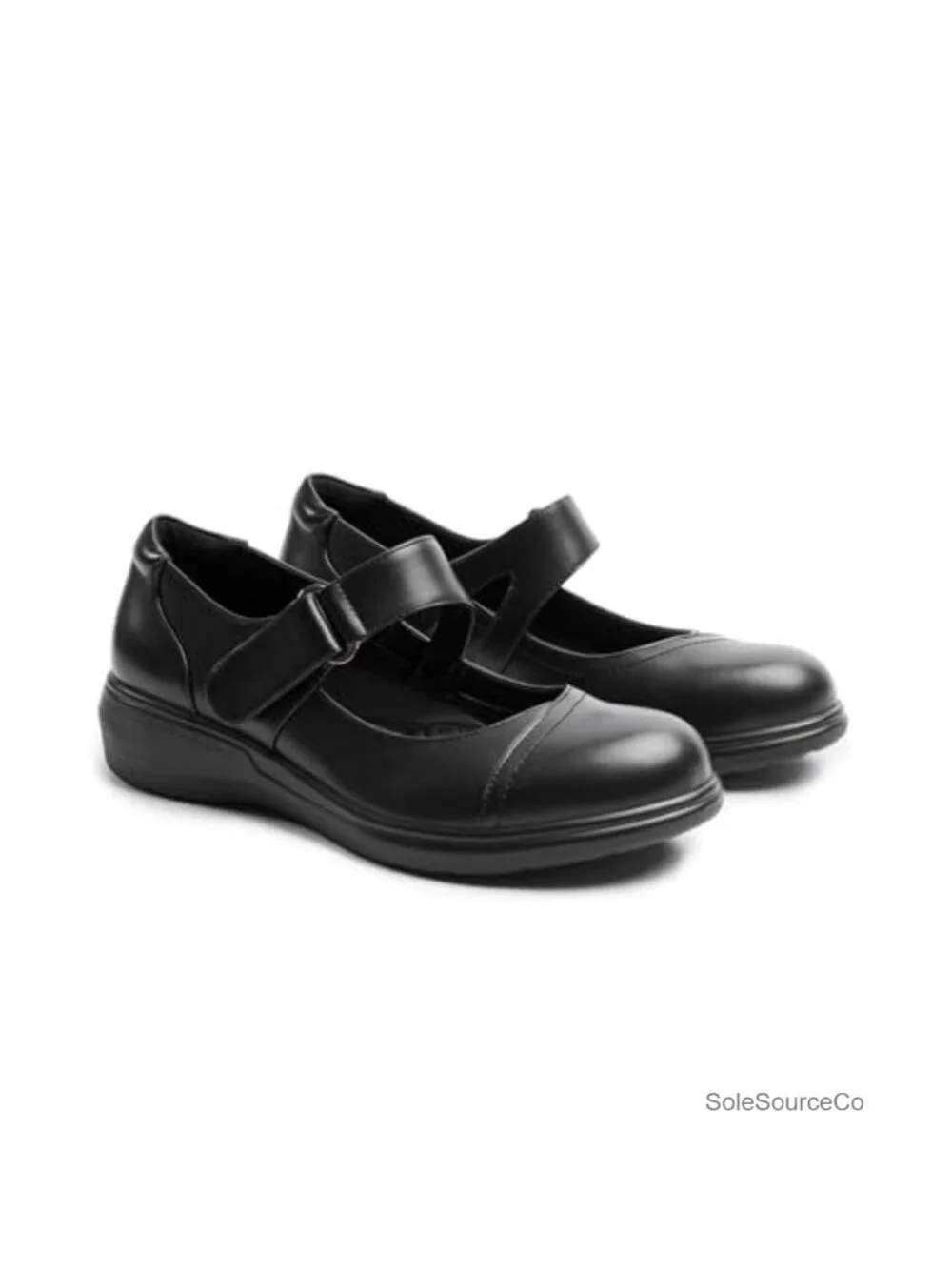 Women's Mary Jane Flats with Arch Support, Vegan PU Leather, Hook-and-Loop